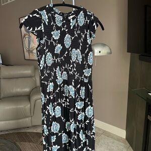 LOFT Black and Blue Floral Maxi Dress
